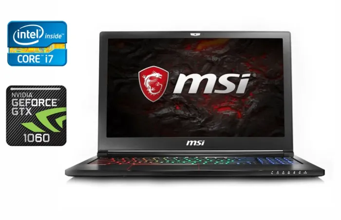 Ігровий ноутбук Б-клас MSI GS63 Stealth 8RE / 15.6" (1920x1080) IPS / Intel Core i7-8750H (6 (12) ядер по 2.2 - 4.1 GHz) / 16 GB DDR4 / 512 GB SSD / nVidia GeForce GTX 1060, 6 GB GDDR5, 192-bit / WebCam / HDMI б/в - зображення 1