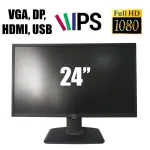 Монітор Dell P2417h / 24" (1920x1080) IPS / VGA, DisplayPort, HDMI, USB 3.0 / VESA 100x100 б/в