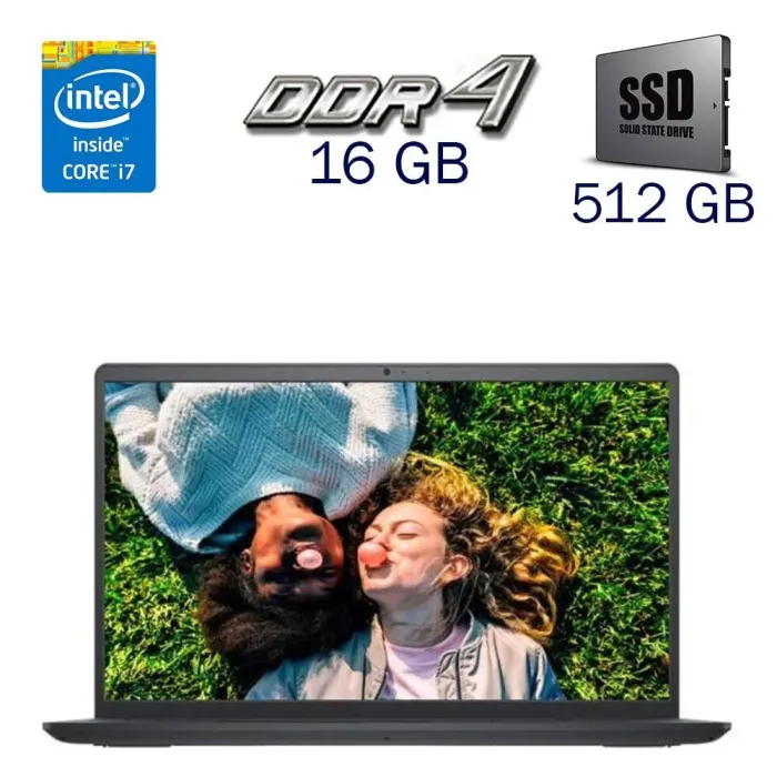 Ультрабук Dell Inspiron 15 3520 / 15.6" (1920x1080) IPS / Intel Core i7-1255U (10 (12) ядер по 3.5 - 4.7 GHz) / 16 GB DDR4 / 512 GB SSD / Intel Iris Xe Graphics / WebCam б/в - зображення 1