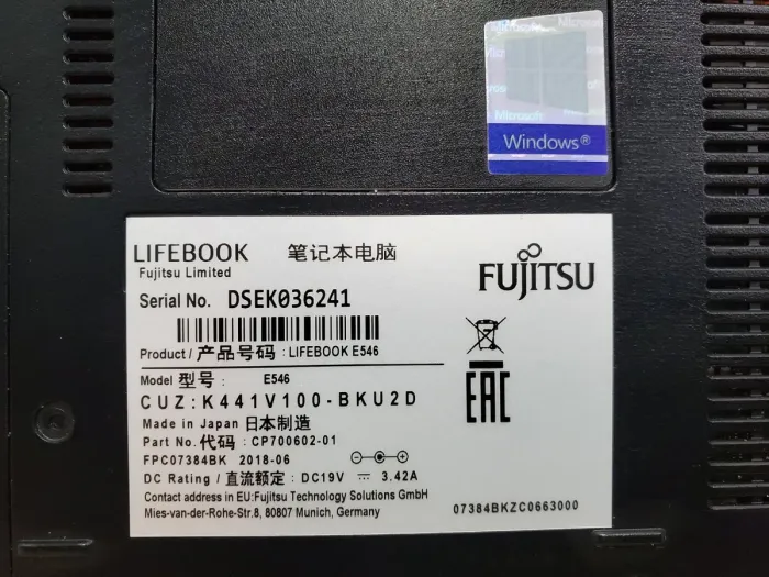 Ноутбук Fujitsu LifeBook E546 / 14" (1920x1080) IPS / Intel Core i5-6200U (2 (4) ядра по 2.3 - 2.8 GHz) / 8 GB DDR4 / 240 GB SSD / Intel HD Graphics 520 / WebCam / Win 10 + USB-мышь Frime FM001 NEW б/в - зображення 6