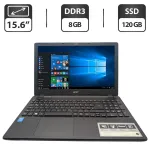 Ноутбук Acer Aspire E5-511 / 15.6" (1366x768) TN / Intel Pentium N3530 (4 ядра по 2.16 - 2.58 GHz) / 8 GB DDR3 / 120 GB SSD / Intel HD Graphics / WebCam / DVD-ROM б/в