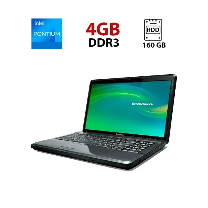 Ноутбук Lenovo G550 / 15.6" (1366x768) TN / Intel Pentium T4400 (2 ядра по 2.2 GHz) / 4 GB DDR3 / 160 GB HDD / Intel GMA 4500M Graphics / WebCam / АКБ не тримає б/в - зображення 1