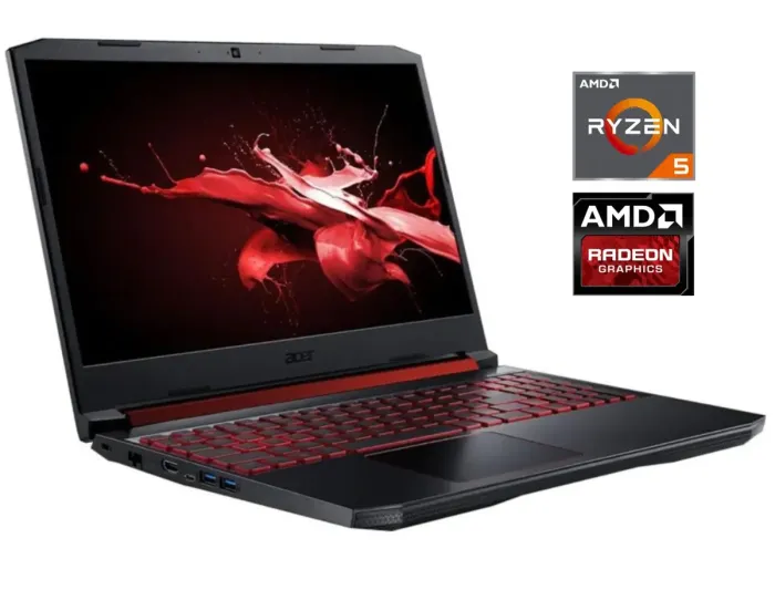 Ігровий ноутбук Acer Nitro 5 AN515-43 / 15.6" (1920x1080) IPS / AMD Ryzen 5 3550H (4 (8) ядра по 2.1 - 3.7 GHz) / 8 GB DDR4 / 256 GB SSD / AMD Radeon RX 560X, 4 GB GDDR5, 128-bit / WebCam б/в - зображення 1