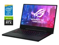 Ігровий ноутбук Asus ROG Zephyrus S15 GX502GW / 15.6" (1920x1080) IPS / Intel Core i7-9750H (6 (12) ядер по 2.6 - 4.5 GHz) / 16 GB DDR4 / 512 GB SSD M.2 / nVidia GeForce RTX 2070, 8 GB GDDR6, 256-bit / WebCam б/в