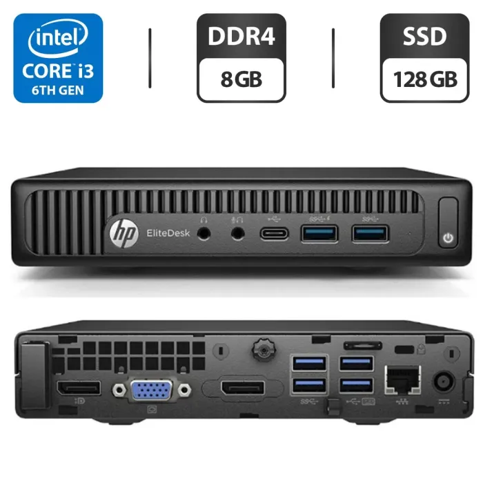 Неттоп HP EliteDesk 800 G2 Desktop Mini PC USFF / Intel Core i3-6100T (2 (4) ядра по 3.2 GHz) / 8 GB DDR4 / 128 GB SSD / Intel HD Graphics 530 б/в - зображення 1