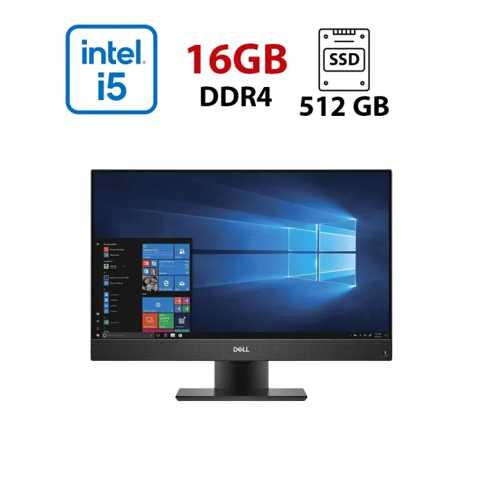 Моноблок Б-клас Dell Optiplex 7460 AIO / 23" (1920x1080) TN Touch / Intel Core i5-8500 (6 ядер по 3.0 - 4.1 ГГц) / 16 ГБ DDR4 / 512 ГБ SSD / Intel UHD Graphics 630 / WebCam б/в - зображення 1