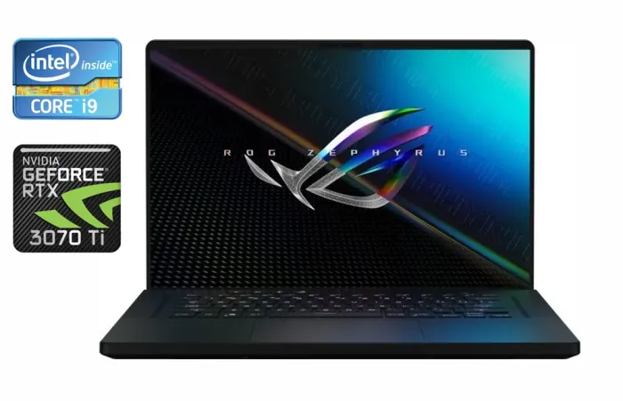 Ігровий ноутбук Б-класу Asus ROG Zephyrus M16 GU603ZW / 16" (1920x1200) IPS / Intel Core i9-12900H (14 (20) ядер по 3,8 - 5,0 ГГц) / 16 ГБ DDR5 / 512 ГБ SSD / nVidia GeForce RTX 3070 Ti, 8 ГБ GDDR6X, 256-bit / WebCam / Windows 11 б/в - зображення 1