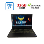Ігровий ноутбук Asus TUF Gaming F15 FX507ZI / 15,6" (1920x1080) IPS / Intel Core i7-12700H (14 (20) ядер по 3,5 - 4,7 ГГц) / 32 ГБ DDR4 / 512 ГБ SSD / nVidia GeForce RTX 4070, 8 ГБ GDDR6, 128-біт / Веб-камера б/в