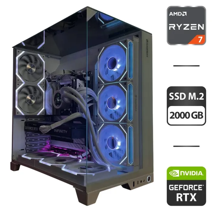 Збірка під замовлення:: комп'ютер GameMax Infinity Pro White Tower / AMD Ryzen 7 7700 (8 (12) ядер по 3,8 - 5,3 ГГц) / 32 ГБ DDR5 / 2000 ГБ SSD M.2 / nVidia GeForce RTX 5070, 12 ГБ GDDR7, 192-біт / 850 Вт - зображення 1