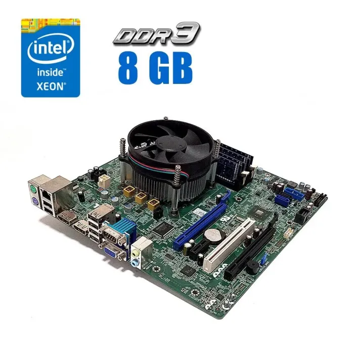 Комплект: Материнська плата Dell Optiplex 7020 / Intel Xeon E3-1240 v3 (4 (8) ядра по 3.4 - 3.8 GHz) / 8 GB DDR3 / Кулер Dell б/в - зображення 1