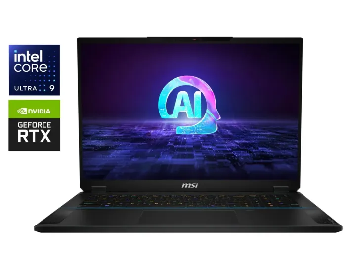 Ігровий ноутбук MSI Stealth 18 AI Studio A1VHG / 18" (3840x2400) IPS / Intel Core Ultra 9 185H (16 (22) ядер по 1.8 - 5.1 GHz) / 32 GB DDR5 / 1000 GB SSD / nVidia GeForce RTX 4080, 12 GB GDDR6, 192-bit / WebCam б/в - зображення 1