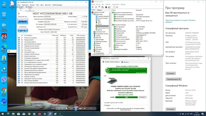 Мобільна робоча станція Dell Precision 7520 / 15.6" (1920x1080) IPS / Intel Core i7-7820HQ (4 (8) ядра по 2.9 - 3.9 GHz) / 32 GB DDR4 / 512 GB SSD + 500 GB HDD / AMD Radeon Pro WX 4130, 2 GB GDDR5, 128-bit / WebCam б/в - зображення 11