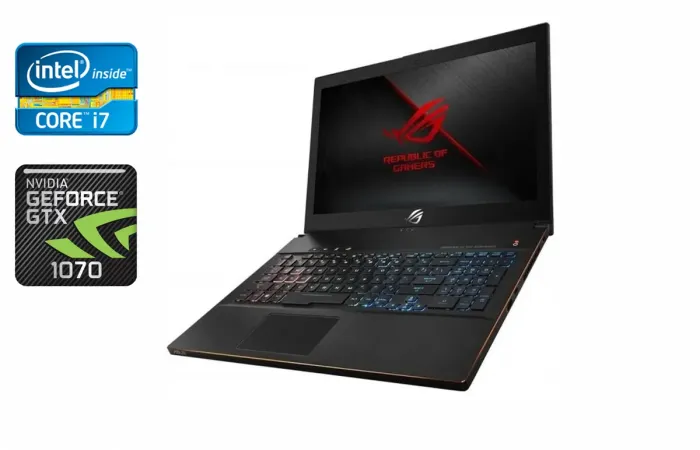Ігровий ноутбук Asus Zephyrus GM501GS / 15.6" (1920x1080) IPS / Intel Core i7-8750H (6 (12) ядер по 2.2 - 4.1 GHz) / 32 GB DDR4 / 2000 GB SSD / nVidia GeForce GTX 1070, 8 GB GDDR5, 256-bit / WebCam / Windows 10 б/в - зображення 1