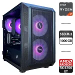 Ігровий ПК 1stPlayer D3-3F2-Plus Black Tower / AMD Ryzen 5 7500F (6 (12) ядер по 3.7 - 5.0 GHz) / 16 GB DDR5 / 1000 GB SSD M.2 / AMD Radeon RX 6700 XT, 12 GB GDDR6, 192-bit / 750W б/в