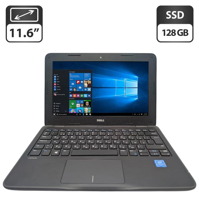 Нетбук Dell Latitude 3180 / 11.6" (1366x768) TN / Intel Pentium N4200 (4 ядра по 1.1 - 2.5 GHz) / 4 GB DDR3 / 128 GB SSD / Intel HD Graphics 505 / WebCam б/в - зображення 1