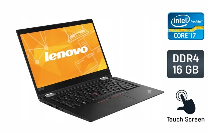 Ультрабук Lenovo ThinkPad x390 / 13.3" (1920x1080) IPS Touch / Intel Core i7-8665U (4 (8) ядра по 1.9 - 4.8 GHz) / 16 GB DDR4 / 480 GB SSD / Intel UHD Graphics / WebCam / TouchID / Windows 10 б/в - зображення 1
