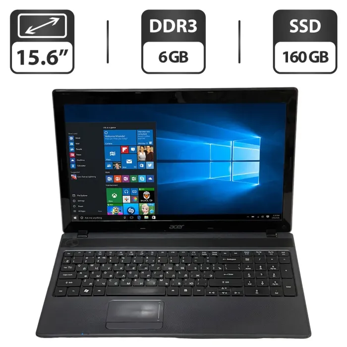Ноутбук Б-клас Acer Aspire 5733 PEW71 / 15.6" (1366x768) TN / Intel Core i5-520M (2 (4) ядра по 2.4 - 2.93 GHz) / 6 GB DDR3 / 160 GB SSD / Intel HD Graphics / WebCam / Windows 10 Pro б/в - зображення 1