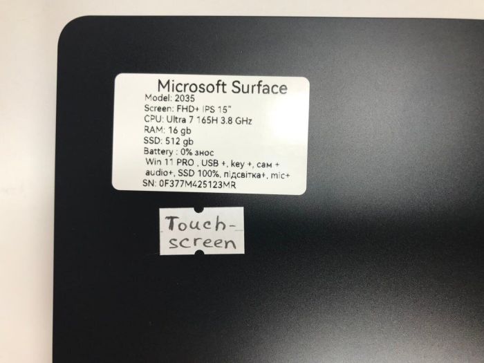 Ультрабук Microsoft Surface Laptop 6 / 15" (2496x1664) IPS Touch / Intel Core Ultra 7 165H (16 (22) ядер по 3.8 - 5.0 GHz) / 16 GB DDR5 / 512 GB SSD / Intel Arc Graphics / WebCam б/в - изображение 7
