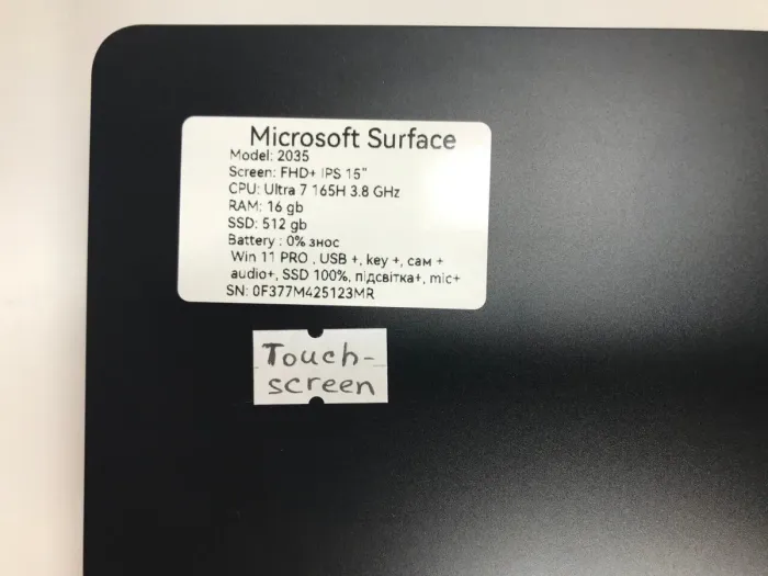 Ультрабук Microsoft Surface Laptop 6 / 15" (2496x1664) IPS Touch / Intel Core Ultra 7 165H (16 (22) ядер по 3.8 - 5.0 GHz) / 16 GB DDR5 / 512 GB SSD / Intel Arc Graphics / WebCam б/в - зображення 7
