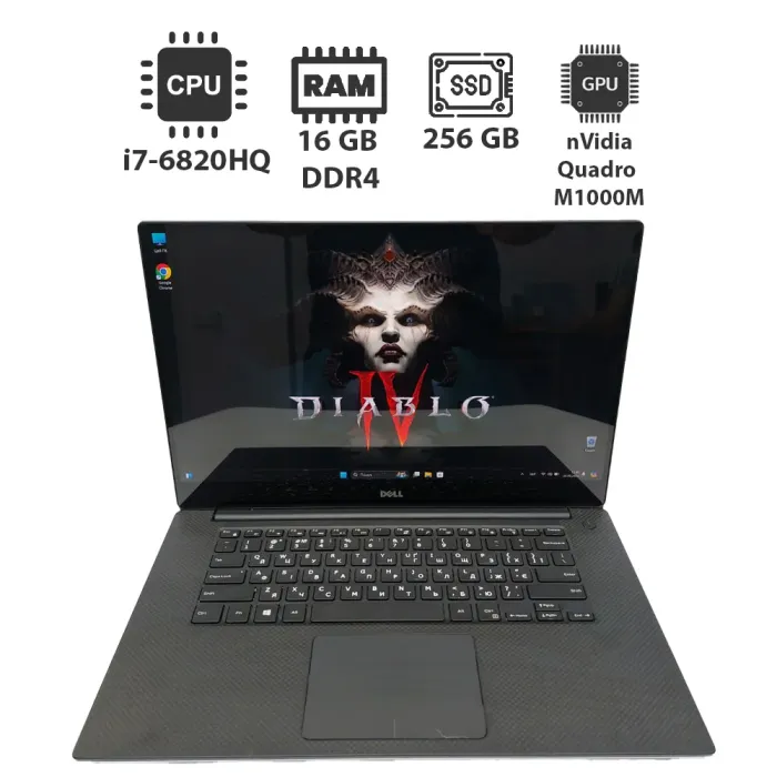 Мобільна робоча станція Dell Precision 5510 / 15.6" (3840x2160) IPS Touch / Intel Core i7-6820HQ (4 (8) ядра по 2.7 - 3.6 GHz) / 16 GB DDR4 / 256 GB SSD / nVidia Quadro M1000M, 2 GB GDDR5, 128-bit / WebCam б/в - зображення 1