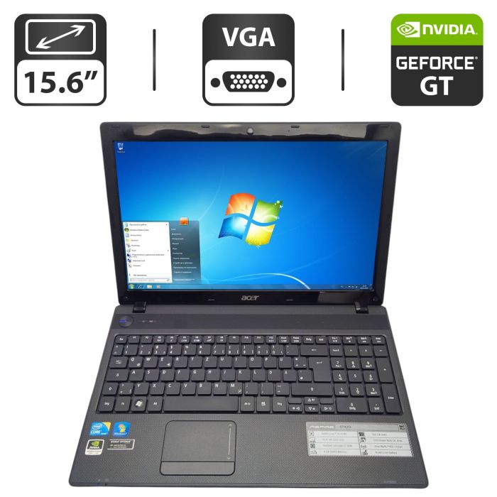 Ноутбук Acer Aspire 5742G / 15.6" (1366x768) TN / Intel Core i5-450M (2 (4) ядра по 2.4 - 2.6 GHz) / 6 GB DDR3 / 500 GB HDD / nVidia GeForce GT 540M, 1 GB GDDR3, 128-bit / WebCam / DVD-ROM б/в - зображення 1