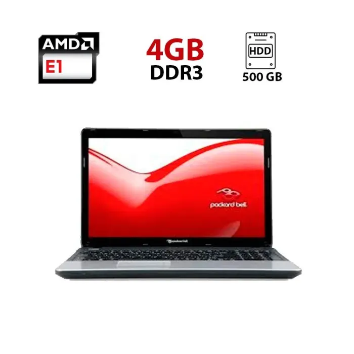 Ноутбук Б-класс Packard Bell EasyNote TE69KB / 15.6" (1366x768) TN / AMD E1-2500 (2 ядра по 1.4 GHz) / 4 GB DDR3 / 500 GB HDD / Intel HD Graphics / WebCam б/в - зображення 1