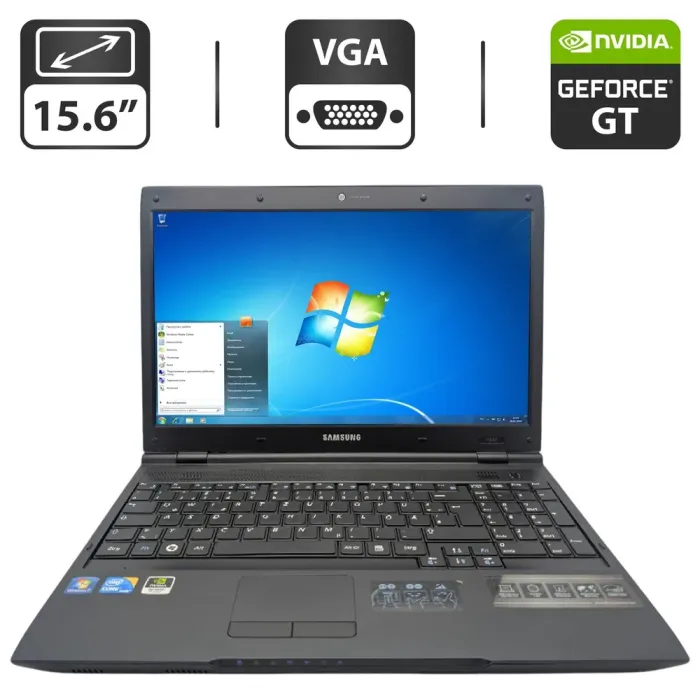 Ноутбук Samsung P580 / 15.6" (1366x768) TN / Intel Core i3-380M (2 (4) ядра по 2.5 GHz) / 6 GB DDR3 / 320 GB HDD / nVidia GeForce GT 330M, 1 GB GDDR3, 128-bit / WebCam / DVD-ROM б/в - зображення 1