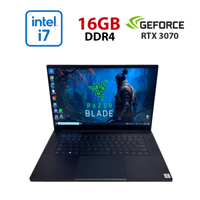 Ігровий ноутбук Razer Blade 15 RZ09-0369 / 15,6" (1920x1080) IPS / Intel Core i7-10750H (6 (12) ядер по 2,6 - 5,0 ГГц) / 16 ГБ DDR4 / 512 ГБ SSD NVMe / nVidia GeForce RTX 3070, 6 ГБ GDDR6, 256-біт / Веб-камера б/в - зображення 1