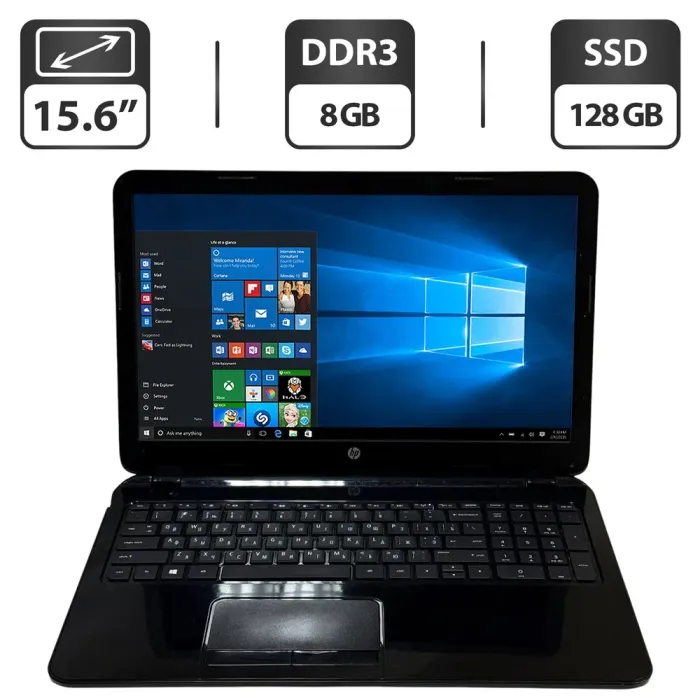 Ноутбук Б-клас HP Laptop 15-g080nr / 15.6" (1366x768) TN / AMD A6-6310 (4 ядра по 1.8 - 2.4 GHz) / 8 GB DDR3 / 128 GB SSD / AMD Radeon R4 Graphics / WebCam / DVD-ROM / Windows 10 Pro б/в - зображення 1