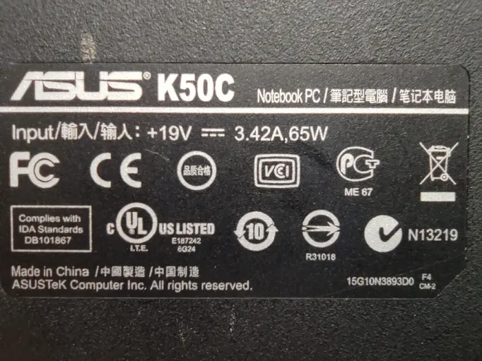 Ноутбук Asus K50C / 15.6" (1366x768) TN / Intel Celeron 220 (1 ядро по 1.2 GHz) / 4 GB DDR2 / 120 GB SSD / SIS Mirage 3 Graphics / WebCam / АКБ не тримає б/в - зображення 8