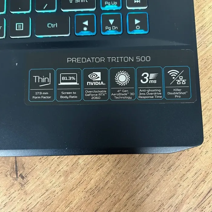 Ігровий ноутбук Б-клас Acer Predator Triton 500 PT515-51 / 15.6" (1920x1080) IPS / Intel Core i7-9750H (6 (12) ядер по 2.6 - 4.5 GHz) / 16 GB DDR4 / 512 GB SSD / nVidia GeForce RTX 2060, 6 GB GDDR6, 192-bit / WebCam б/в - зображення 9