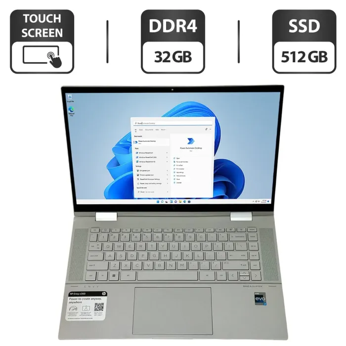 Ноутбук-трансформер Б-клас HP Envy x360 15-ew0023dx / 15.6" (1920x1080) IPS Touch / Intel Core i7-1255U (10 (12) ядер по 3.5 - 4.7 GHz) / 32 GB DDR4 / 512 GB SSD / Intel Iris Plus Graphics / WebCam / Windows 11 Pro б/в - зображення 1