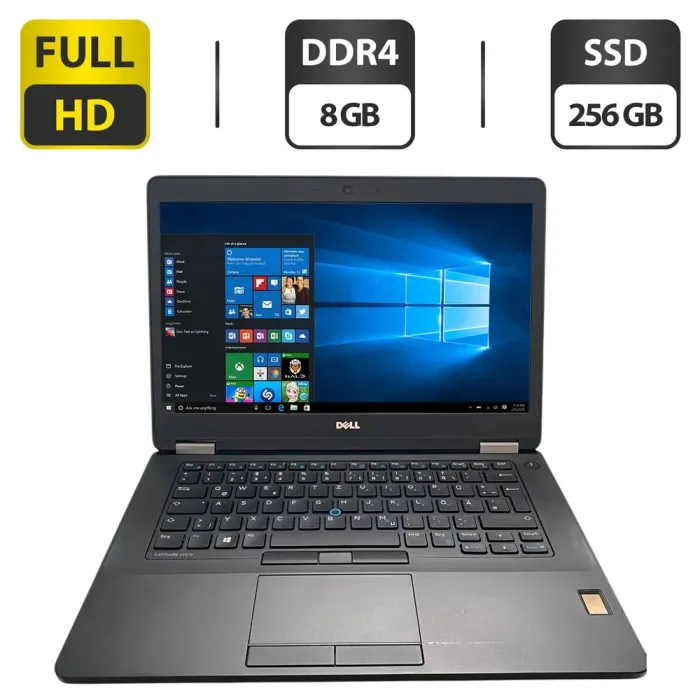 Ноутбук Dell Latitude E5470 / 14" (1920x1080) IPS / Intel Core i7-6820HQ (4 (8) ядра по 2.7 - 3.6 GHz) / 8 GB DDR4 / 256 GB SSD / Intel HD Graphics 530 / WebCam б/в - зображення 1