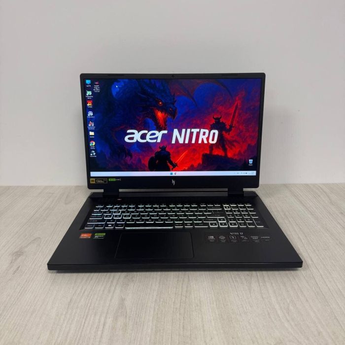 Ігровий ноутбук Б-класу Acer Nitro 17 AN17-41 / 17.3" (2560x1440) IPS / AMD Ryzen 7 7840HS (8 (16) ядер по 3,8 - 5,1 ГГц) / 16 ГБ DDR5 / 512 ГБ SSD M.2 / nVidia GeForce RTX 4060, 8 ГБ GDDR6, 128-bit / WebCam б/в - зображення 2