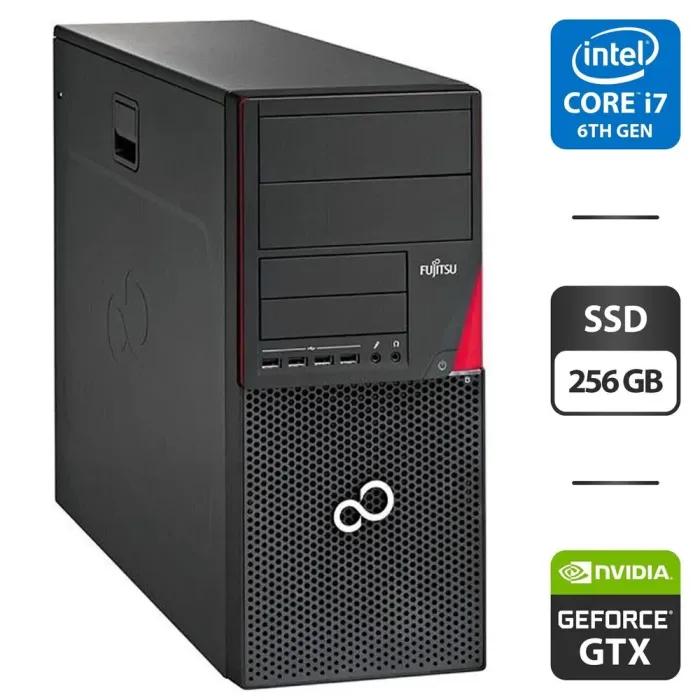Комп'ютер Fujitsu Esprimo P756 E90 Tower / Intel Core i7-6700 (4 (8) ядра по 3.4 - 4.0 GHz) / 16 GB DDR4 / 256 GB SSD / nVidia GeForce GTX 750 Ti, 2 GB GDDR5, 128-bit / DVD-ROM б/в - зображення 1