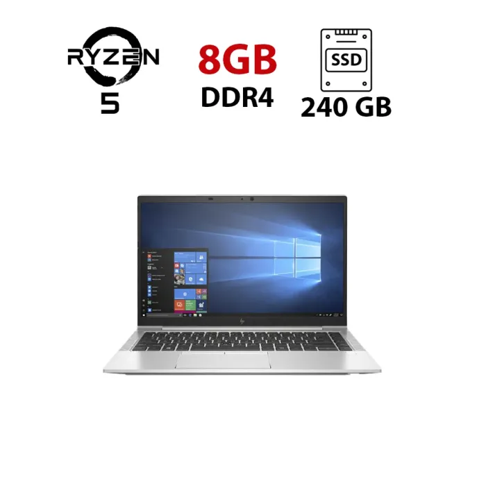 Ультрабук HP EliteBook 845 G8 / 14" (1920x1080) IPS / AMD Ryzen 5 Pro 5650U (6 (12) ядер по 2.3 - 4.2 GHz) / 8 GB DDR4 / 240 GB SSD / AMD Radeon Vega 7 / WebCam б/в - зображення 1