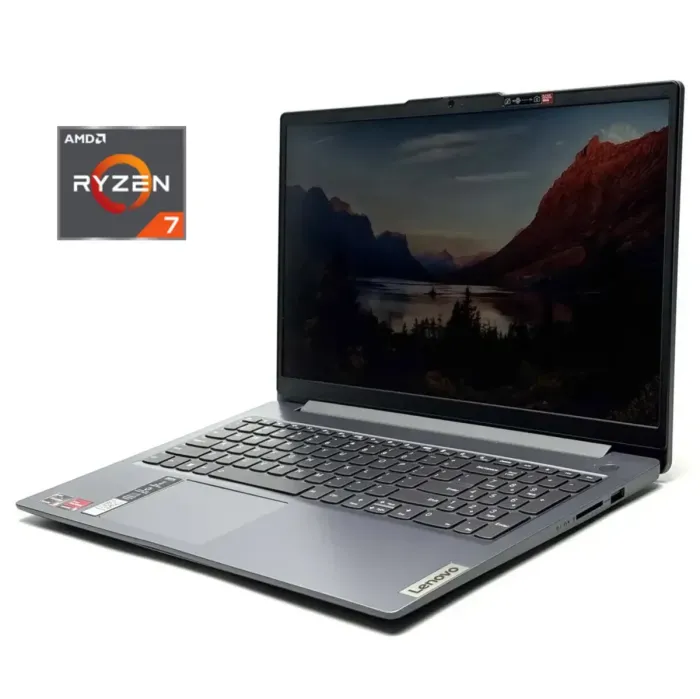 Ультрабук Lenovo IdeaPad Slim 3 15ABR8 / 15.6" (1920x1080) IPS / AMD Ryzen 7 7730U (8 (16) ядра по 2.0 - 4.5 GHz) / 16 GB DDR4 / 256 GB SSD / AMD Radeon RX Vega 8 Graphics / WebCam / Win 11 б/в - зображення 1