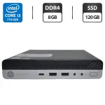 Неттоп HP ProDesk 600 G3 Mini PC USFF / Intel Core i3-7100T (2 (4) ядра по 3.4 GHz) / 8 GB DDR4 / 120 GB SSD / Intel HD Graphics 630 / Windows 11 Pro б/в