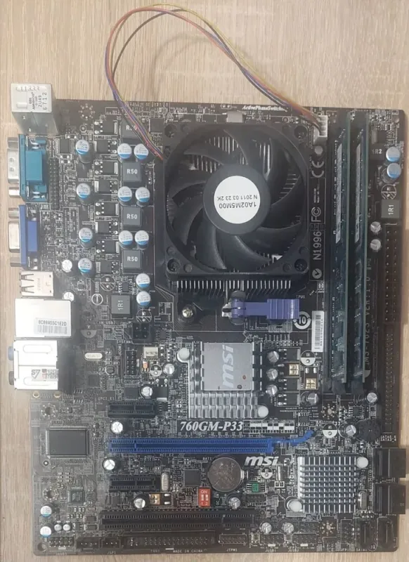Комплект: Материнська плата MSI 760GM-P33 / AM3 / AMD Athlon II X3 445 (3 ядра по 3.1 GHz) / 8 GB DDR3 + Кулер б/в - зображення 2