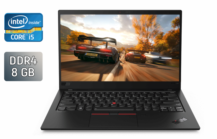 Ультрабук Lenovo ThinkPad X1 Carbon Gen8 / 14" (1920x1080) IPS / Intel Core i5-10210U (4 (8) ядра по 1.6 - 4.2 GHz) / 8 GB DDR4 / 512 GB SSD / Intel UHD Graphics / WebCam / Windows 10 б/в - зображення 1