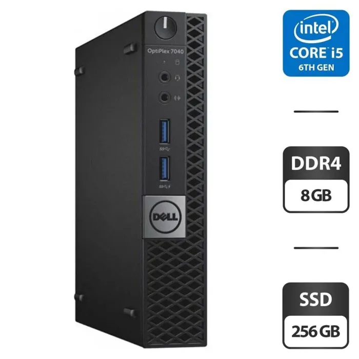 Неттоп Б-клас Dell OptiPlex 7040 USFF / Intel Core i5-6500T (4 ядра по 2,5 - 3,1 ГГц) / 8 ГБ DDR4 / 256 ГБ SSD / Intel HD Graphics 530 / USB Wi-Fi / Блок живлення б/в - зображення 1