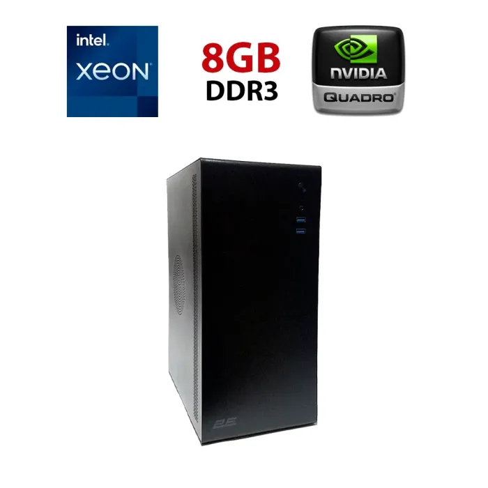 Робоча станція 2E Credo V500B-400 (2E-V500B-400) Башта / Intel Xeon E5-2670 v1 (8 (16) ядер по 2,6 - 3,3 ГГц) / 8 ГБ DDR3 / 240 ГБ SSD / nVidia Quadro K4000, 3 ГБ GDDR5, 192-біт / Win 10 Pro б/в - зображення 1