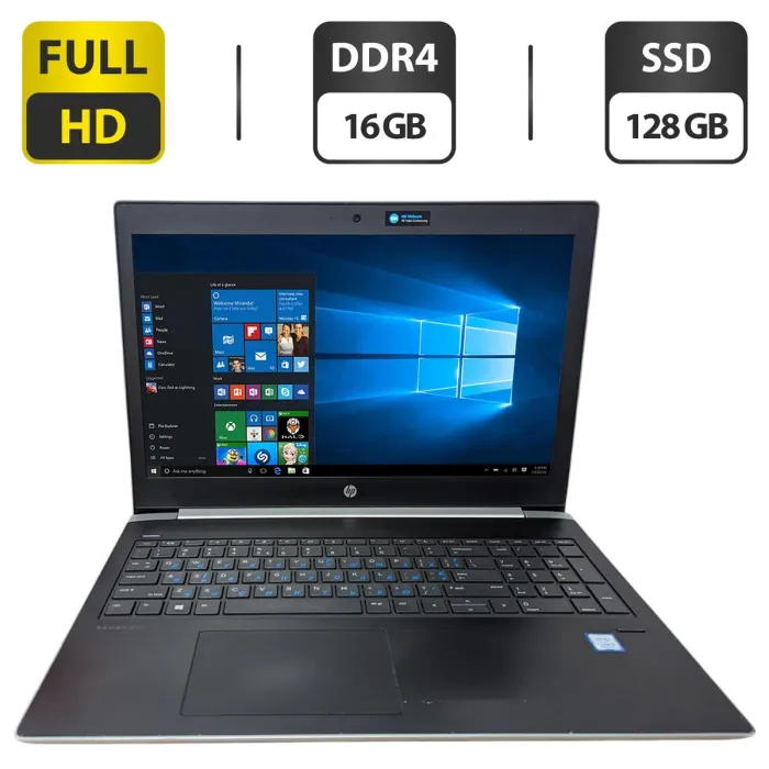 Ноутбук Б-клас HP ProBook 450 G5 / 15.6" (1920x1080) TN / Intel Core i5-8250U (4 (8) ядра по 1.6 - 3.4 GHz) / 16 GB DDR4 / 256 GB SSD + 500 GB HDD / Intel UHD Graphics 620 / WebCam б/в - зображення 1