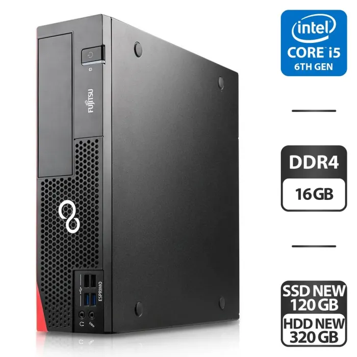 Комп'ютер Б-клас Fujitsu Esprimo D556 E85+ SFF / Intel Core i5-6400 (4 ядра по 2.7 - 3.3 GHz) / 16 GB DDR4 / 120 GB SSD NEW + 320 GB HDD NEW / Intel HD Graphics 530 / 28 б/в - зображення 1
