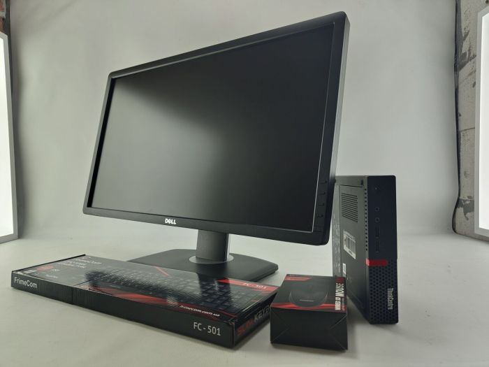 Комплект ПК: неттоп Lenovo ThinkCentre M910q Tiny USFF / Intel Core i5-7500T (4 ядра по 2.7 - 3.3 GHz) / 16 GB DDR4 / 240 GB SSD / Intel HD Graphics 630 + Монітор 24" (1920x1080) TN б/в - зображення 2
