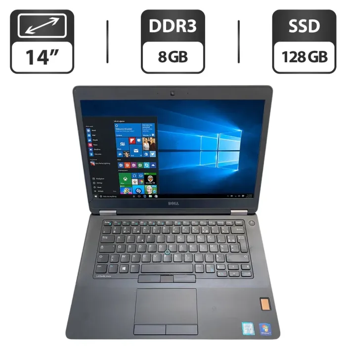 Ноутбук Б-клас Dell Latitude E5470 / 14" (1366x768) TN / Intel Core i5-6300U (2 (4) ядра по 2.4 - 3.0 GHz) / 8 GB DDR3 / 128 GB SSD / Intel HD Graphics 520 / WebCam б/в - зображення 1