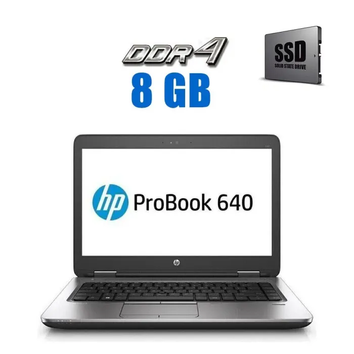 Ноутбук HP Probook 640 G3 / 14" (1920x1080) TN / Intel Core i3-7100U (2 (4) ядра по 2.4 GHz) / 8 GB DDR4 / 480 GB SSD / Intel HD Graphics 620 / WebCam / 3G  б/в - зображення 1