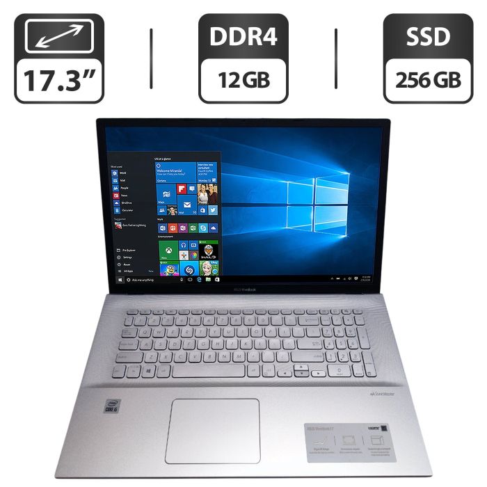 Ноутбук Asus Vivobook 17 X712JA / 17.3" (1600x900) TN / Intel Core i5-1035G1 (4 (8) ядра по 1.0 - 3.6 GHz) / 12 GB DDR4 / 256 GB SSD / Intel UHD Graphics / WebCam б/в - зображення 1