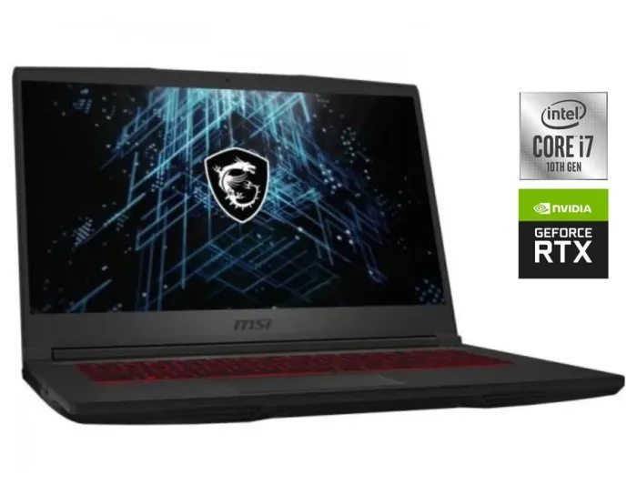 Ігровий ноутбук Б-клас MSI GF65 Thin 10UE / 15.6" (1920x1080) IPS / Intel Core i7-10750H (6 (12) ядер по 2.6 - 5.0 GHz) / 16 GB DDR4 / 512 GB SSD / nVidia GeForce RTX 3060, 6 GB GDDR6, 192-bit / WebCam б/в - зображення 1