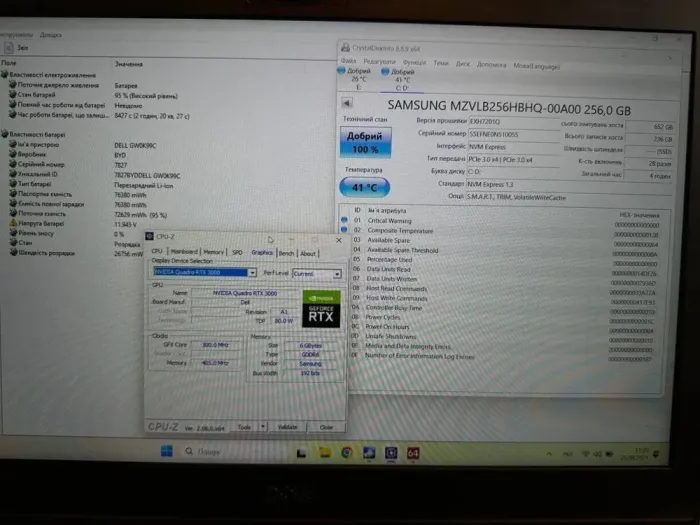 Мобільна робоча станція Dell Precision 7540 / 15,6" (1920x1080) IPS / Intel Core i9-9980HK (8 (16) ядер по 2,4 - 5,0 ГГц) / 32 ГБ DDR4 / 256 ГБ SSD + 256 ГБ SSD / nVidia Quadro RTX 3000, 6 ГБ GDDR6, 192-біт / WebCam / Win 11 Home б/в - зображення 9